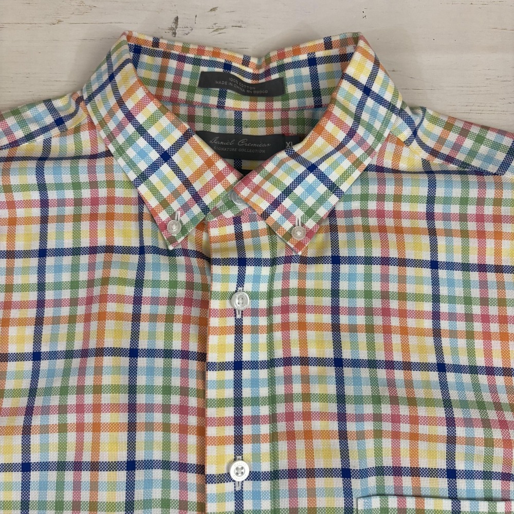 Daniel Cremieux Plaid Shirt Mens XL Multicolor Non-Iron Short Sleeve Button-Up